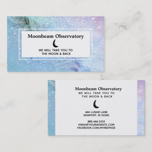 *~* Cosmic Pastell Moon Lunar Surface Business Car Visitenkarte (Vorne/Hinten)