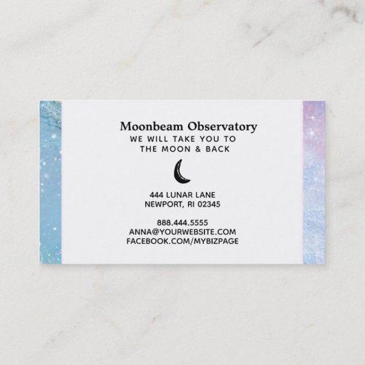 *~* Cosmic Pastell Moon Lunar Surface Business Car Visitenkarte (Rückseite)