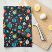 Cosmic Pattern Planets and Stars Geschirrtuch (Viertel Falte)