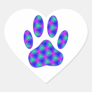 Cosmic Paw Print Herz-Aufkleber