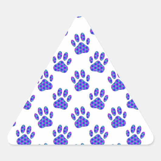 Cosmic Paw Print Pattern Dreieckiger Aufkleber (Vorderseite)