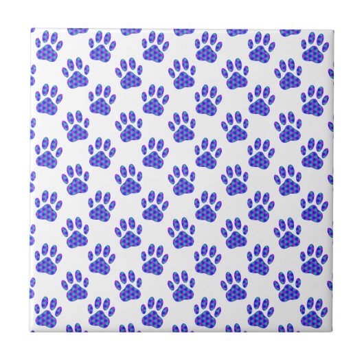 Cosmic Paw Print Pattern Fliese (Vorderseite)
