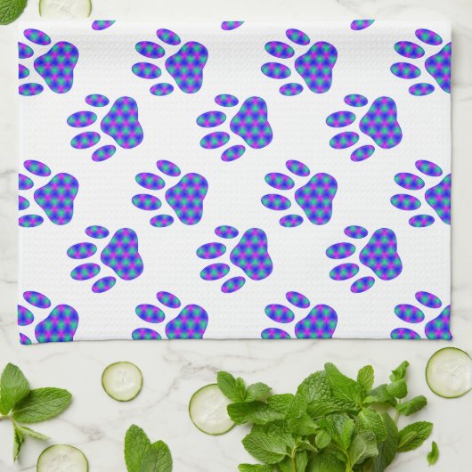 Cosmic Paw Print Pattern Geschirrtuch (Gefaltet)