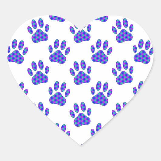Cosmic Paw Print Pattern Herz-Aufkleber (Vorderseite)