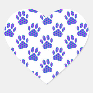 Cosmic Paw Print Pattern Herz-Aufkleber