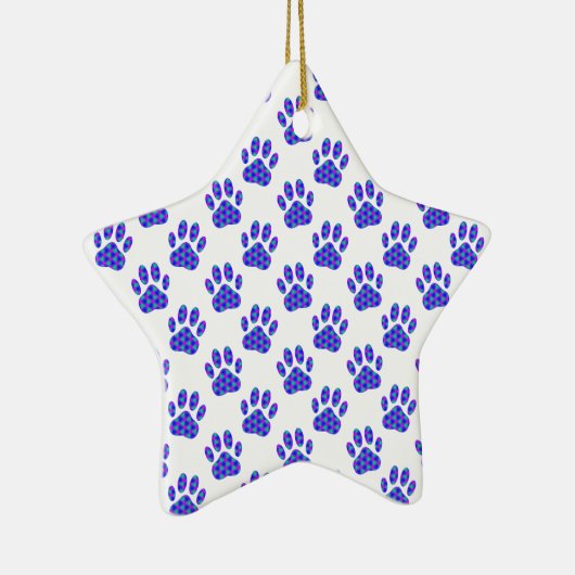 Cosmic Paw Print Pattern Keramik Ornament (Rechts)