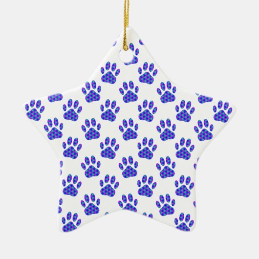 Cosmic Paw Print Pattern Keramik Ornament (Vorne)