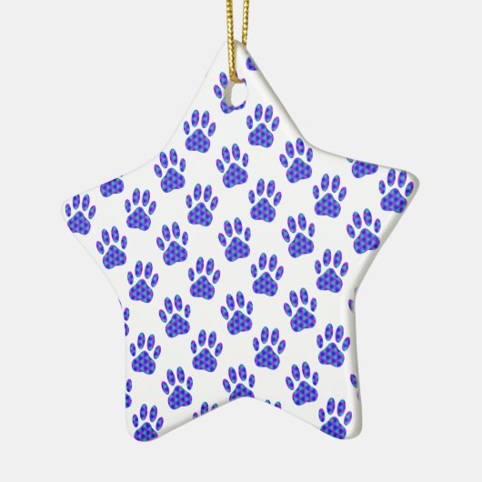 Cosmic Paw Print Pattern Keramik Ornament (Links)