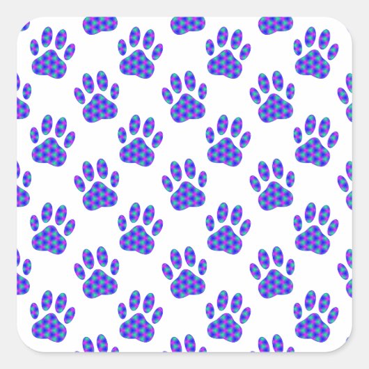 Cosmic Paw Print Pattern Quadratischer Aufkleber (Vorderseite)