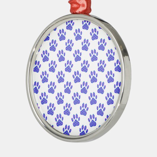 Cosmic Paw Print Pattern Silbernes Ornament (Links)
