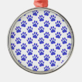 Cosmic Paw Print Pattern Silbernes Ornament (Vorne)