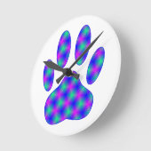 Cosmic Paw Print Runde Wanduhr (Winkel)