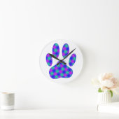 Cosmic Paw Print Runde Wanduhr (Zuhause)