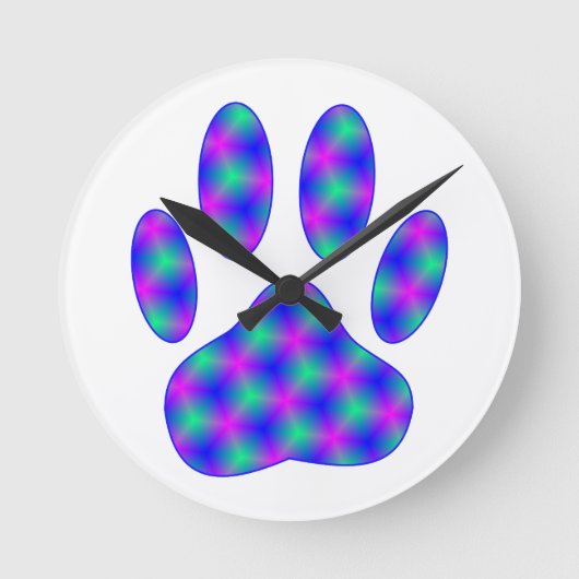 Cosmic Paw Print Runde Wanduhr (Vorderseite)