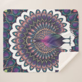 Cosmic Peacock Mandala Fleece Blanket Sherpadecke (Vorderseite (Horizontal))