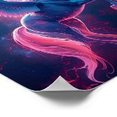 Cosmic Pegasus Wall Art – Neon Blue Poster (Ecke)