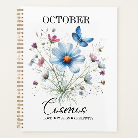 Cosmic Petals • October Birth Flower Notebook  Planer (Vorderseite)