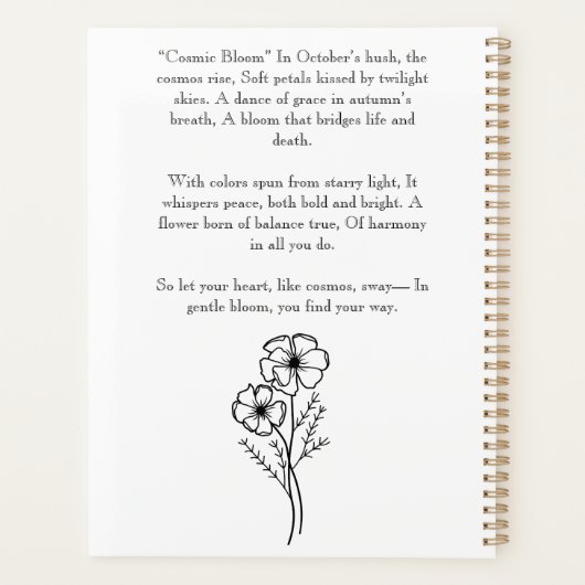 Cosmic Petals • October Birth Flower Notebook  Planer (Rückseite)