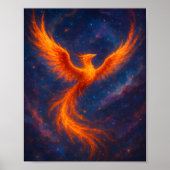 Cosmic Phoenix Rising Fire Bird in Nebula Fantasy  Poster (Vorne)