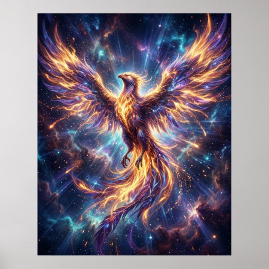 Cosmic Phoenix Rising Flame Poster (Vorne)