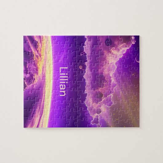 Cosmic Pink Lila Magic Fun Phantastischer Weltraum Puzzle (Horizontal)