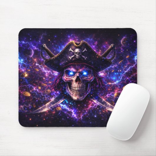 Cosmic Pirate Skull Galaxy Gaming Mouse Pad Mousepad (Mit Mouse)