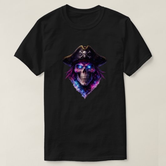 Cosmic Pirate Skull Galaxy Graphic T-Shirt (Design vorne)