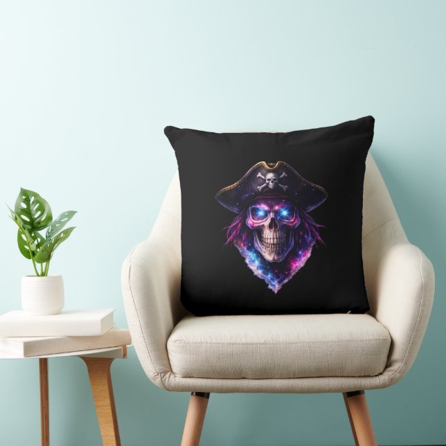 Cosmic Pirate Skull Galaxy Throw Pillow Kissen (Stuhl )