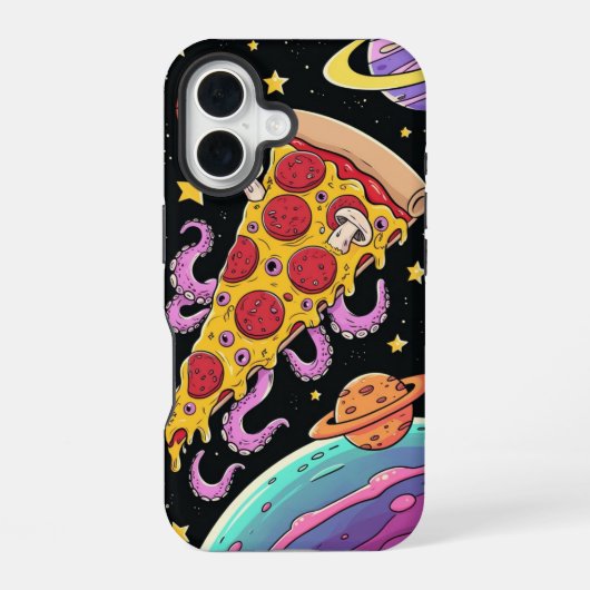 Cosmic Pizza Slice: Verrückte Weltraum-Abenteuer iPhone 16 Hülle (Rückseite)