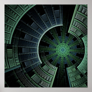 Cosmic Pod Green Abstrakt Geometric Poster