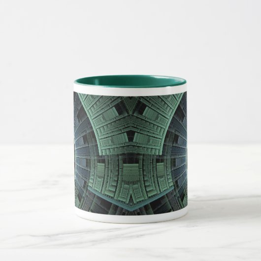 Cosmic Pod Green Geometric Abstrakt Tasse (Zentrum)