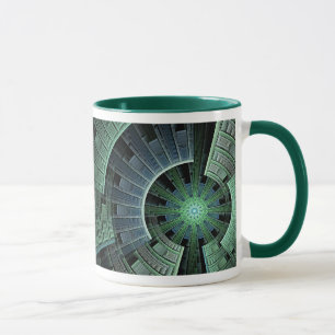 Cosmic Pod Green Geometric Abstrakt Tasse