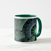 Cosmic Pod Green Geometric Abstrakt Tasse (VorderseiteRechts)