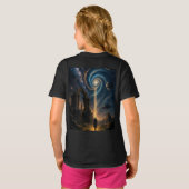 "Cosmic Portal Adventure - Girls' Black Graphic T-Shirt (Schwarz voll)