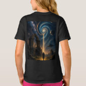 "Cosmic Portal Adventure - Girls' Black Graphic T-Shirt (Rückseite)