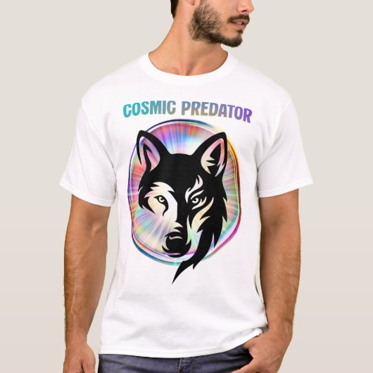 Cosmic Predator Nebula Wolf T-Shirt (Vorderseite)