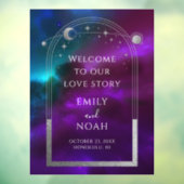 Cosmic Purple Teal Sun Moon Stars Welcome Sign Fensteraufkleber (Blatt 3)