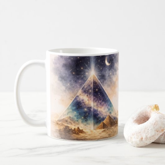 Cosmic Pyramid Ancient Egypt Inspired Kaffeetasse (Mit Donut)