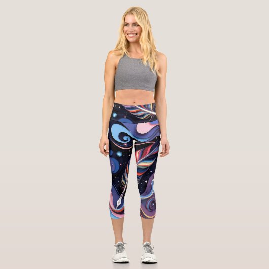 Cosmic Quill Elegance Capri Leggings (Vorderseite)