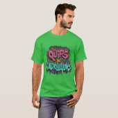 Cosmic Quips T - Shirt Design in grüner Farbe (Vorne ganz)