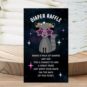 Cosmic Raccoon Baby Showdusche Windeln Raffle Tick Begleitkarte