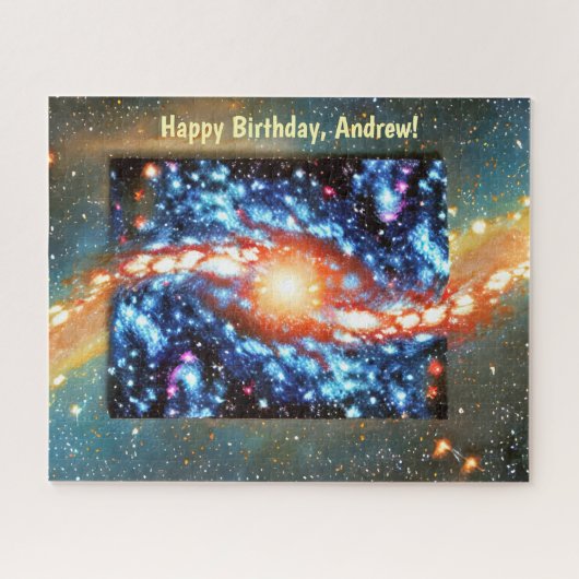 Cosmic Radiant Blue und Orange mit Namen Puzzle (Horizontal)