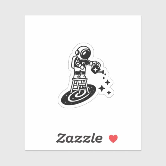 Cosmic Rain – Astronaut Watering Stars Sticker  (Blatt)