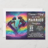 Cosmic Rainbow Feminine Energy Mermaid Wedding Einladung (Vorderseite)