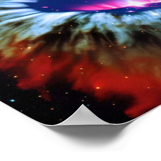 Cosmic Red Blue Explosion Outerspace CosmicArt Poster (Ecke)