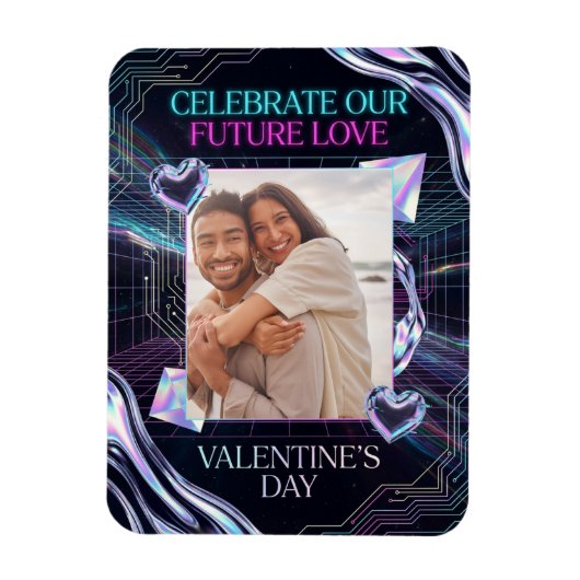Cosmic Romance Digital Love Valentine's Card Magnet (Vertikal)