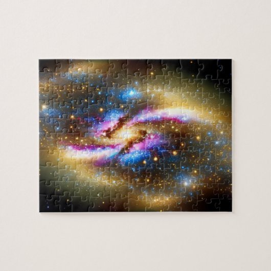 Cosmic Rosa Gold und Blau Glitzern Universum Galax Puzzle (Horizontal)