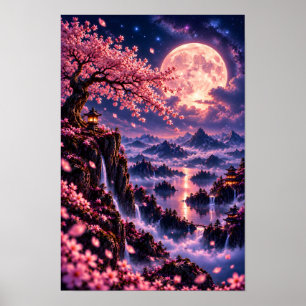 Cosmic Sakura: Mondbeschienene Kirschblüten Fantas Poster