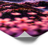 Cosmic Sakura: Violet Nebula Celestial Fantasy Art Poster (Ecke)