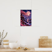 Cosmic Sakura: Violet Nebula Celestial Fantasy Art Poster (Küche)